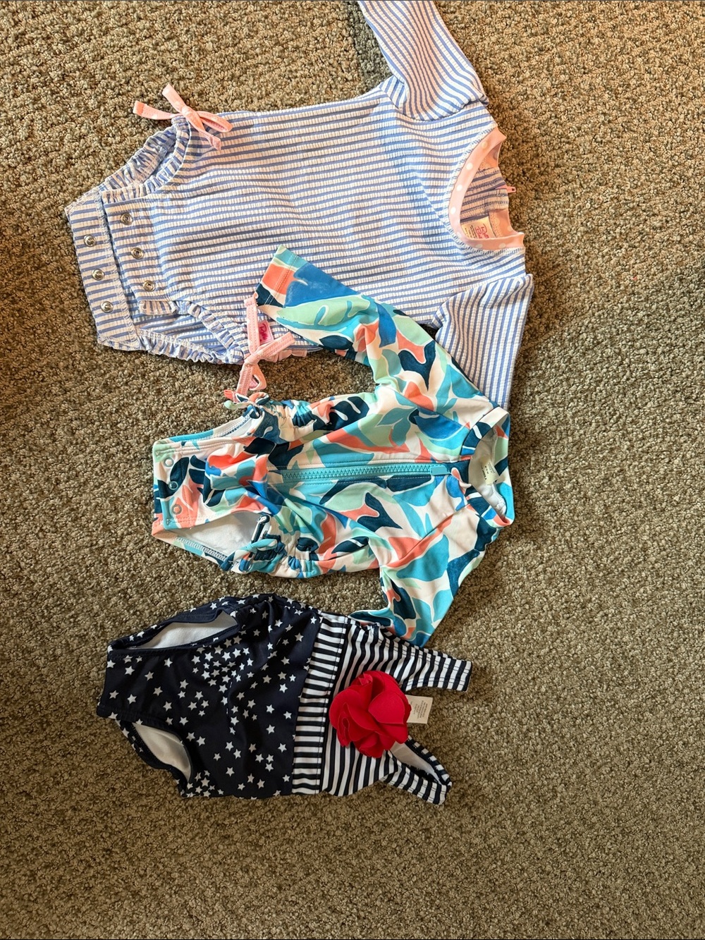 Assorted brands Girls Mixed One-Piece Swimsuit Set - Blue, Pink, Navy